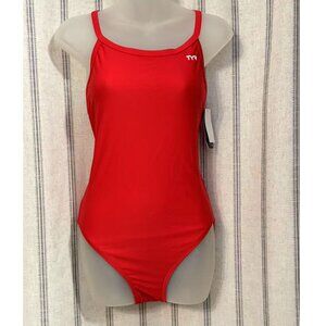 TYR Women's Solid Diamondfit One Piece Swimsuit Red 38